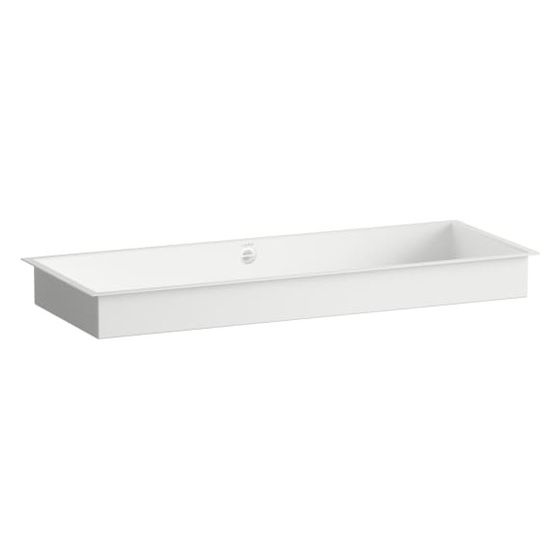 Laufen Einbau-Waschtisch Metaphor rechteckig 1004x379x111mm, von unten, ohne Hahnloch, mit Überlauf, Weiß