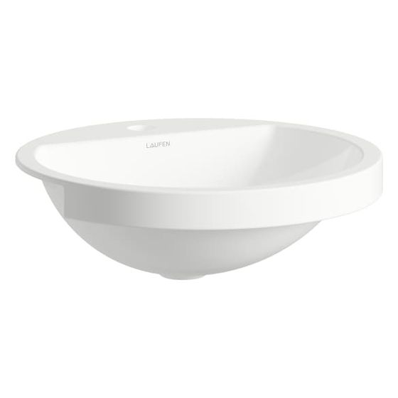 Laufen Halbeinbau-Waschtisch Form 450x450x163mm, rund, mit 1 Hahnloch, ohne Überlauf, Weiß