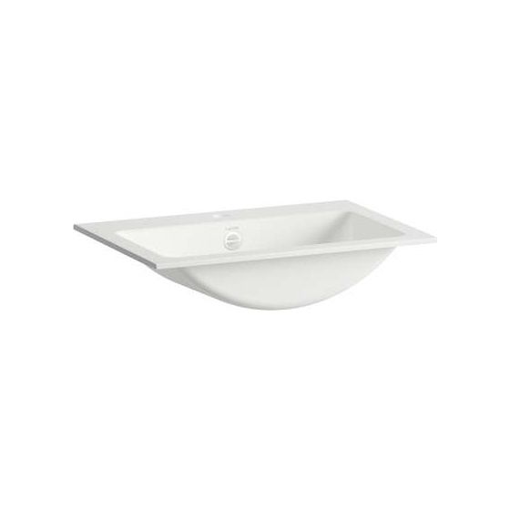 Laufen Einbau-Waschtisch Classics rechteckig 585x405x143mm, von oben, mit Armaturenbank, 1 Hahnloch und Überlauf, Weiß