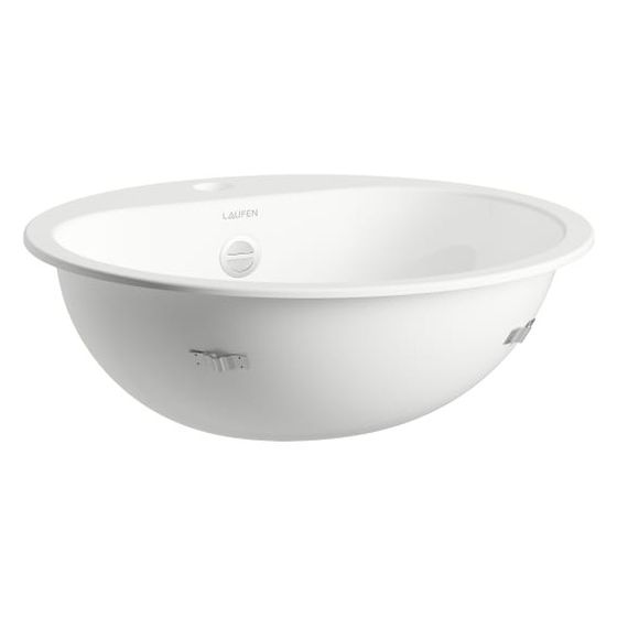 Laufen Einbau-Waschtisch Classics rund 475x475x186mm, von oben, mit 1 Hahnloch und Überlauf, Weiß