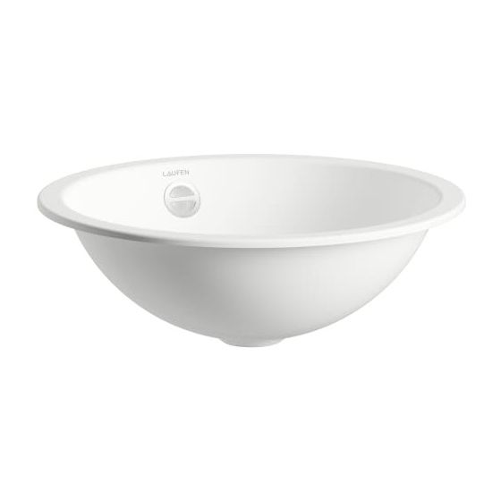 Laufen Einbau-Waschtisch Form rund 400x400x140mm, von oben, ohne Hahnloch, mit Überlauf, Weiß