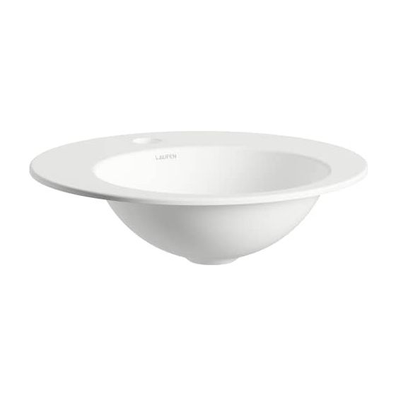 Laufen Einbau-Waschtisch Form rund 400x400x110mm, von oben, mit 1 Hahnloch, ohne Überlauf, Weiß