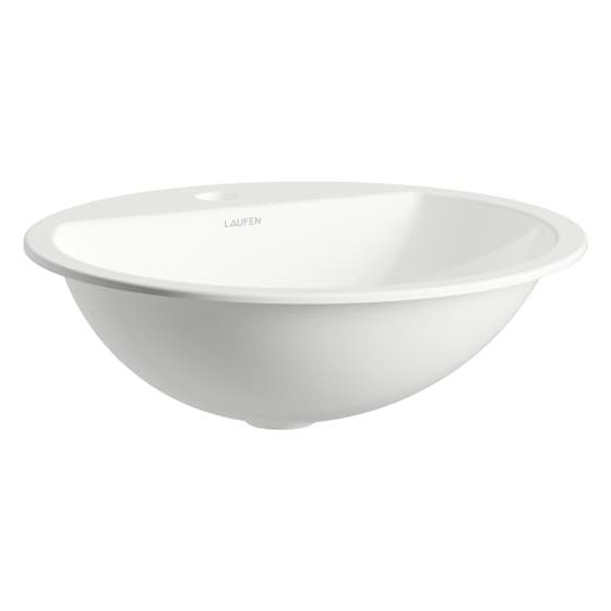 Laufen Einbau-Waschtisch Form rund 450x450x163mm, von oben, mit 1 Hahnloch, ohne Überlauf, Weiß
