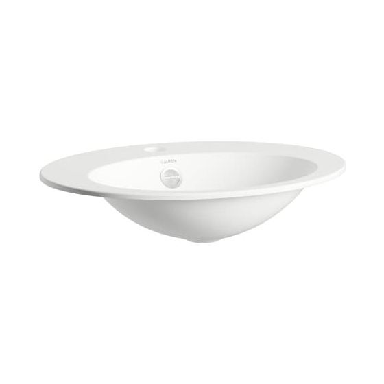 Laufen Einbau-Waschtisch Form oval 500x400x111mm, von oben, mit Armaturenbank, 1 Hahnloch und Überlauf, Weiß