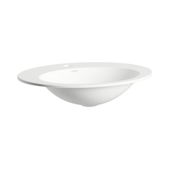 Laufen Einbau-Waschtisch Form oval 500x400x111mm, von oben, mit Armaturenbank und 1 Hahnloch, ohne Überlauf, Weiß