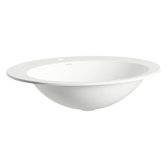 Laufen Einbau-Waschtisch Form oval 600x500x150mm, von oben, mit 1 Hahnloch, ohne Überlauf, Weiß