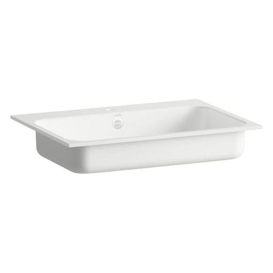 Laufen Einbau-Waschtisch Stream rechteckig 650x472x127mm, von oben, mit Armaturenbank, 1 Hahnloch und Überlauf, Weiß