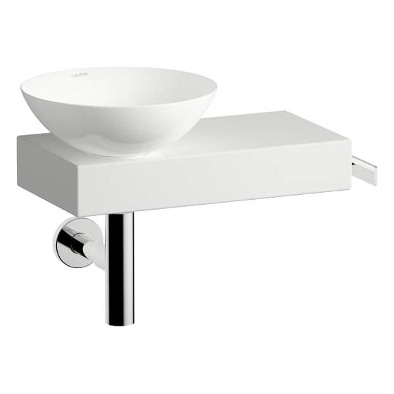 Laufen Waschplatz-Set Piccolo Novo 555x320x400mm, Schale rechts, mit Platte und Zubehör, 1 Hahnloch, ohne Überlauf, Weiß