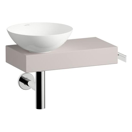 Laufen Waschplatz-Set Piccolo Novo 555x320x400mm, Schale rechts, mit Platte und Zubehör, 1 Hahnloch, ohne Überlauf Oyster matt