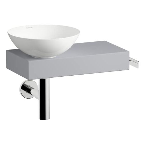 Laufen Waschplatz-Set Piccolo Novo 555x320x400mm, Schale rechts, mit Platte und Zubehör, 1 Hahnloch, ohne Überlauf Nordic matt