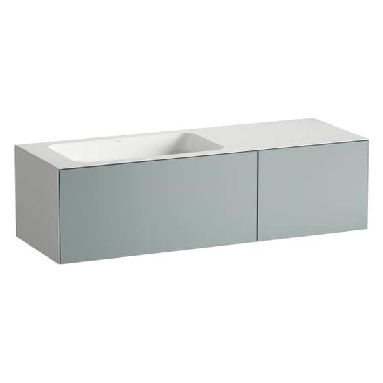 Laufen Waschplatz Folio 1254x450x350mm, Becken links, ohne Armaturenbank, Hahnloch und Überlauf, Fossilgrau