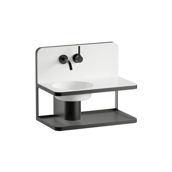 Laufen Waschplatz Steel19 600x360x497mm, rechteckig, Becken links, ohne Hahnloch und Überlauf, Weiß