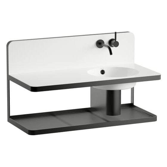 Laufen Waschplatz Steel19 1000x490x590mm, rechteckig, Becken rechts, ohne Hahnloch, mit Überlauf, Weiß