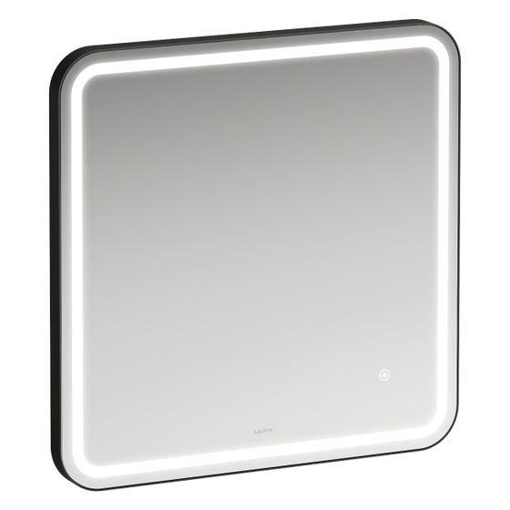 Laufen Spiegel Base 2.0 600x600mm, quadratisch, LED-Beleuchtung, 1 Sensorschalter, Schwarz matt