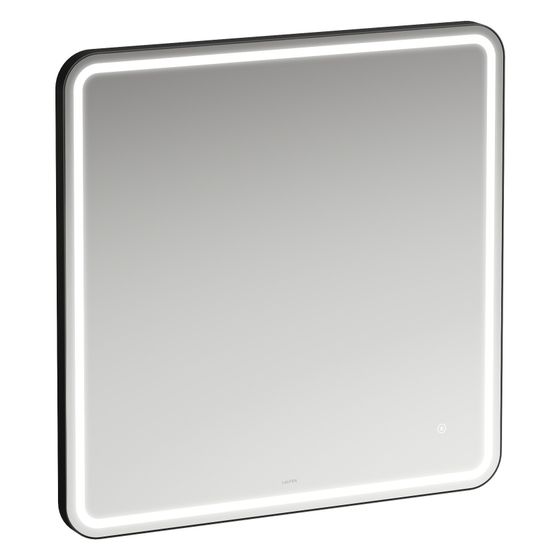 Laufen Spiegel Base 2.0 800x800mm, quadratisch, LED-Beleuchtung, 1 Sensorschalter, Schwarz matt