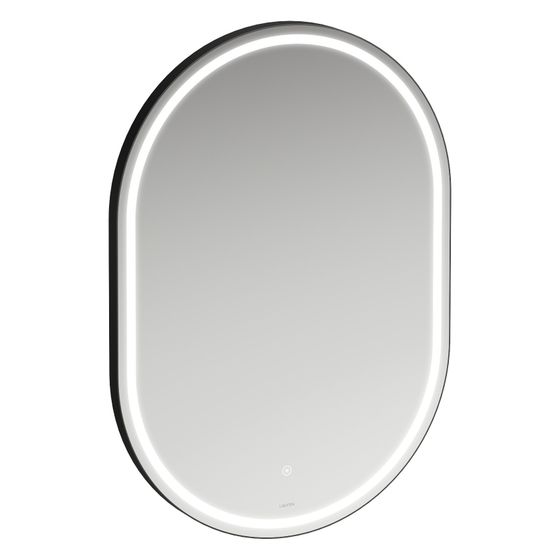 Laufen Spiegel Base 2.0 600x850mm, oval, LED-Beleuchtung, 1 Sensorschalter, Schwarz matt