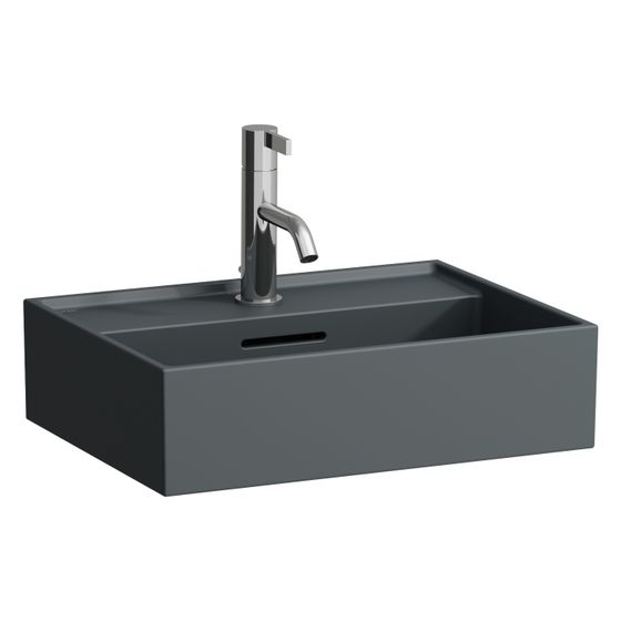Laufen Waschtisch Kartell unterbaufähig 450x340x120mm, mit 1 Hahnloch, ohne Überlauf, Graphit matt