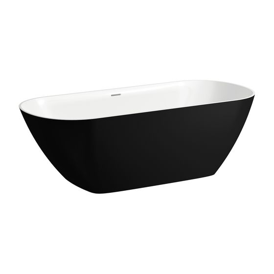 Laufen freistehende Badewanne LUA 750x1700x540mm, Weiß, Marbond, außen bicolor, innen Mattschwarz