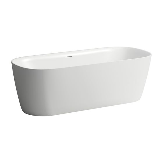 Laufen freistehende Badewanne MEDA, 800x1800x590mm, glänzend, Weiß, Marbond, Überlaufspalt, Wannenfüße, K-K-Ablaufgarnitur
