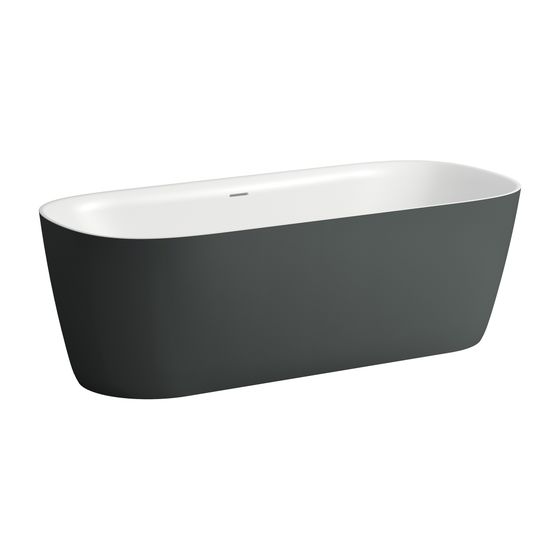 Laufen MEDA Freistehende Oval-Badewanne 1800x800mm, Verkehrsgrau Matt außen, Weiß glänzend innen