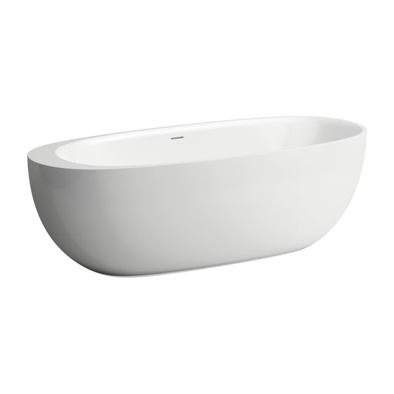 Laufen Freistehende Badewanne, Ilbagnoalessi, 800x1850x590mm, Weiß, aus Mineralgusswerkstoff Sentec, mit Mittelablauf, oval