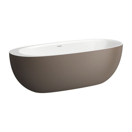 Laufen Freistehende Badewanne, Ilbagnoalessi, 800x1850x590mm, Mattweiß, Mattcaffè/, Mineralgussabl. Sentec, Mittelablauf/oval