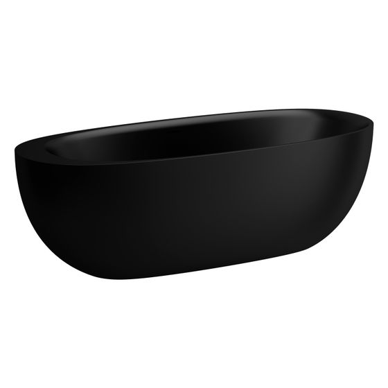 Laufen Badewanne freistehend Ilbagnoalessi 800x1850x590mm, oval, mit Mittelablauf, Sentec, Kaffee matt/Schwarz matt