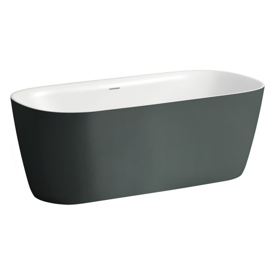 Laufen Badewanne freistehend Meda 750x1600x590mm, oval, Marbond, Verkehrsgrau/Weiß