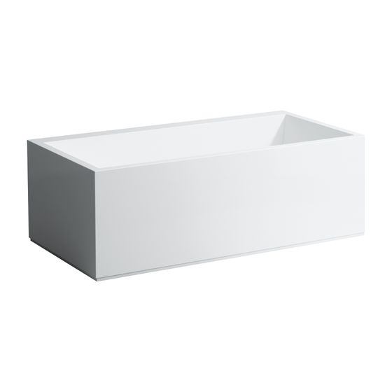 Laufen Badewanne Kartell, LED-Beleuchtung 860x1700x590mm, Weiß, Ecke rechts mit Schürze aus Sentec Mineralgusswerkstoff