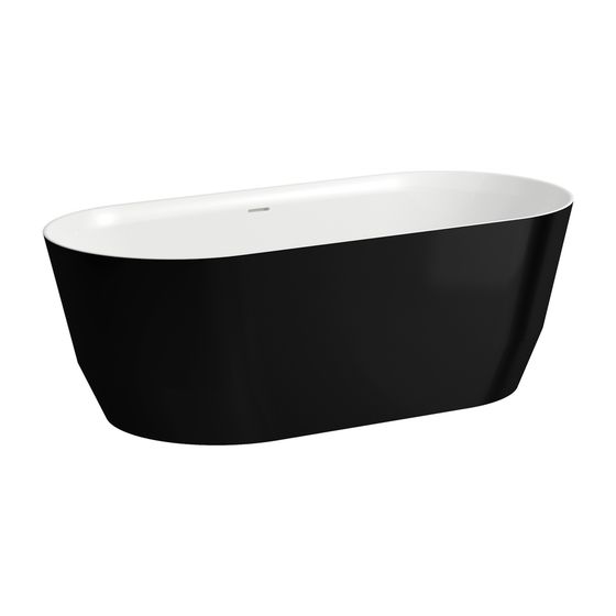 Laufen freistehende Badewanne Laufen Pro 750x1650x550mm, Schwarz, Weiß, aus Marbond, außen bicolor, innen