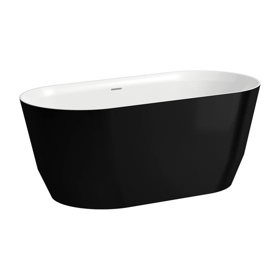 Laufen freistehende Badewanne Laufen Pro 700x1500x590mm, Schwarz, Weiß, aus Marbond, außen bicolor, innen