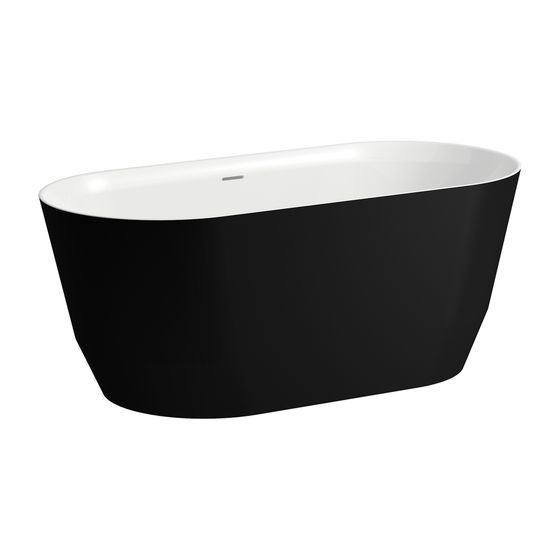 Laufen freistehende Badewanne Laufen Pro 700x1500x590mm, Weiß, aus Marbond, außen bicolor, innen Mattschwarz