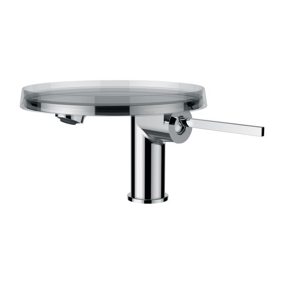 Laufen Einhebel-Waschtischmischer mit Deko-Disk, transparent, Kartell Festauslauf Auslad. 110mm, Chrom, mit Ablaufventil