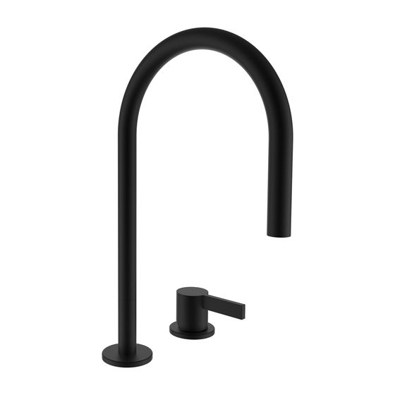 Laufen 2-Loch-Waschtischmischer Kartell Schwenkauslauf Ausladung 166mm, Titan, ohne Ablaufventil, PVD Mattschwarz