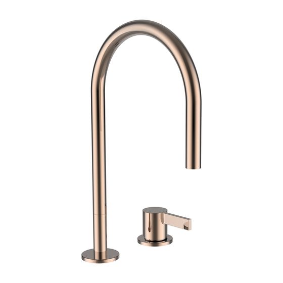 Laufen 2-Loch-Waschtischmischer Kartell Schwenkauslauf Ausladung 166mm, ohne Ablaufventil, PVD Roségold