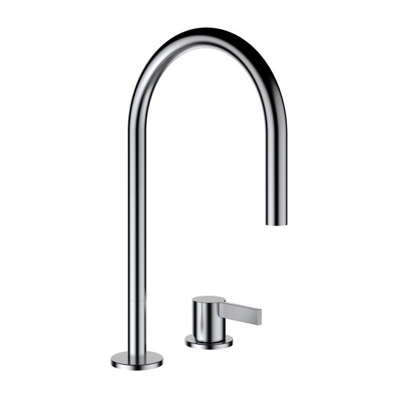 Laufen 2-Loch Waschtischmischer Kartell Schwenkauslauf Ausladung 166mm, ohne Ablaufventil, PVD Edelstahl gebürstet
