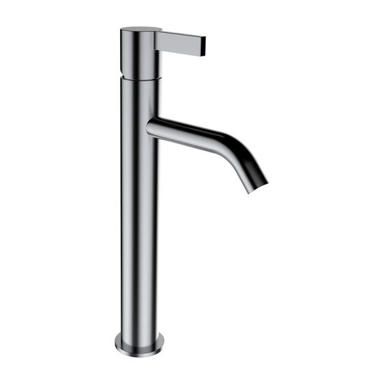 Laufen Einhebel-Waschtischmischer, ohne Ablaufventil, hohe Ausf. Kartell Festauslauf Auslad. 125mm, H 290mm, PVD Edelstahl gebü.