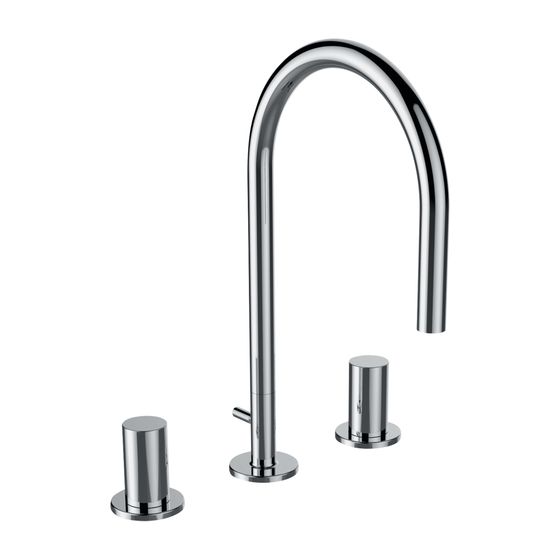 Laufen 3-Loch Waschtischmischer Kartell Schwenkauslauf Ausladung 166mm, Chrom, mit Ablaufventil