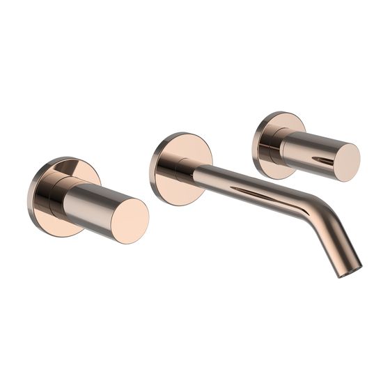 Laufen 3-Loch Waschtischmischer Unterputz Kartell Festauslauf Ausladung 175mm, PVD Roségold