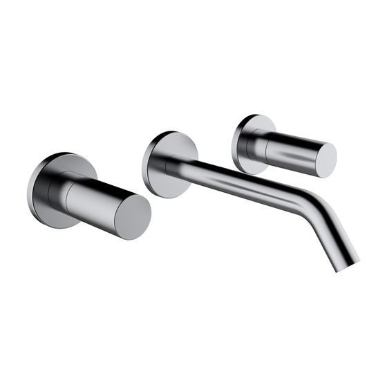 Laufen 3-Loch Waschtischmischer Unterputz Kartell Festauslauf Ausladung 175mm, PVD Edelstahl gebürstet