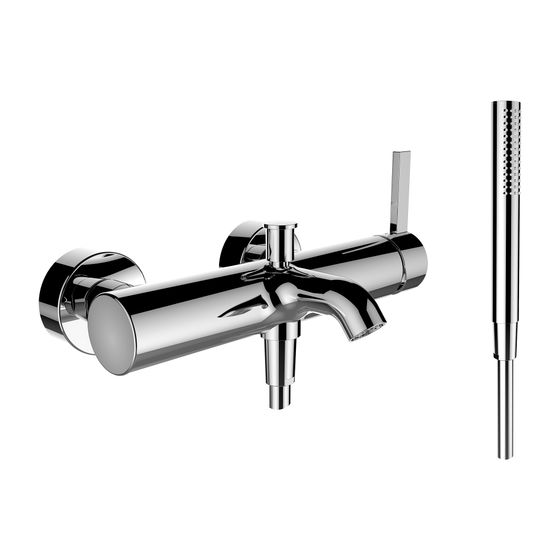 Laufen Einhebel-Wannenmischer Aufputz Kartell mit Kunststoffschlauch 1800mm, Chrom, Handbrause TwinStick