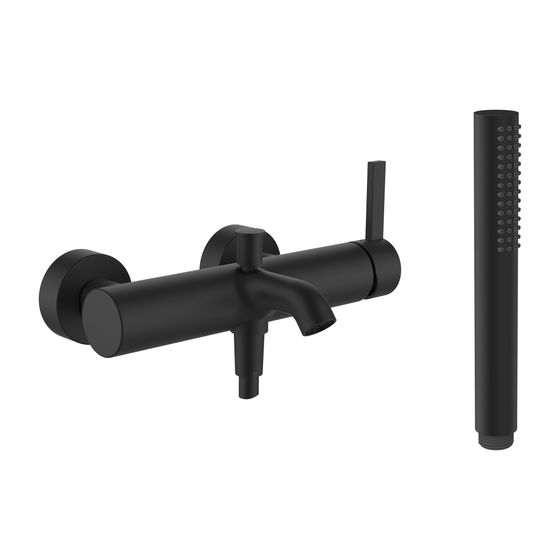 Laufen Einhebel-Wannenmischer Aufputz Kartell mit Kunststoffschlauch 1800mm, Titan, Handbrause TwinStick, PVD Mattschwarz