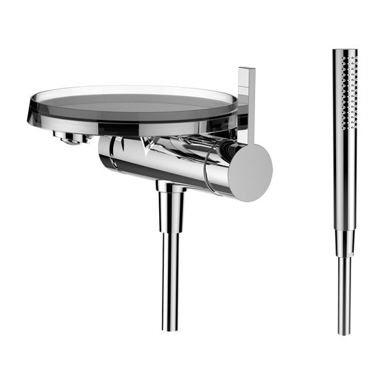 Laufen Einhebel-Wannenmischer Unterputz Kartell mit Deko Disc, transparent, für Simibox 1-Point, Chrom/Handbrause/Schlauch 180cm