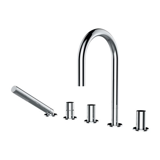 Laufen 5-Loch Wannenfüllkombination Kartell Festauslauf Ausladung 173mm, Chrom, ohne Armaturenplatte, Schlauch 200cm