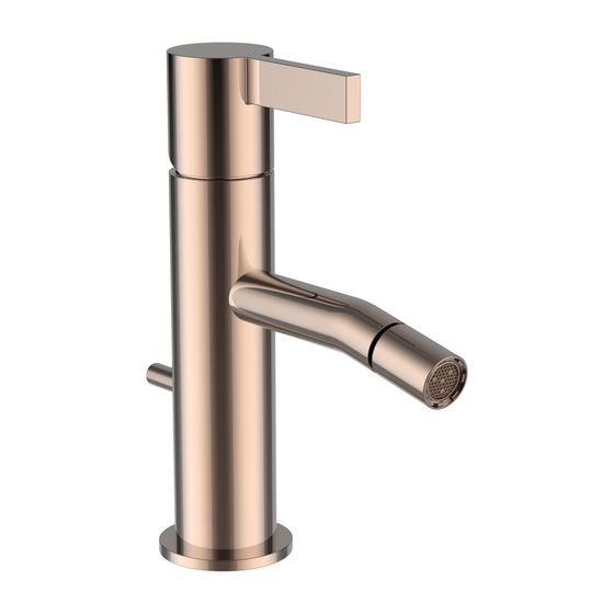 Laufen Einhebel-Bidetmischer Kartell, Ausladung 110mm, Festauslauf, ohne Ablaufventil, mit Zugstange, PVD Roségold