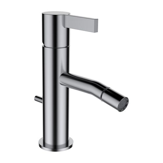 Laufen Einhebel-Bidetmischer Kartell Festauslauf Ausladung 110mm, mit Ablaufventil, PVD Edelstahl gebürstet