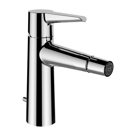 Laufen Einhebel-Bidetmischer Pure Festauslauf Ausladung 121mm, Chrom, mit Ablaufventil