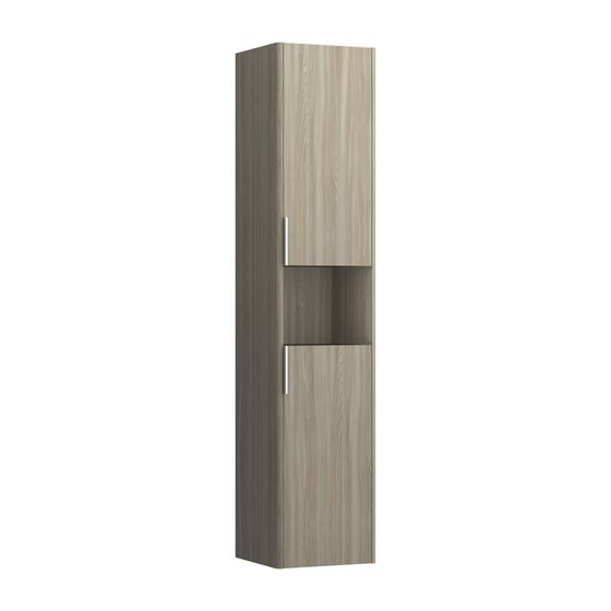 Laufen Hochschrank BASE für VAL/Pro S 336x350x1650mm, Ulme hell, 2 Türen Scharnier links 1 Fach offen mit Griff Alu. eloxiert