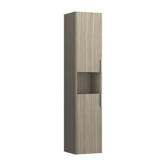Laufen Hochschrank BASE für VAL/Pro S 336x350x1650mm, Ulme hell, 2 Türen Scharnier rechts 1 Fach offen mit Griff Alu. eloxiert