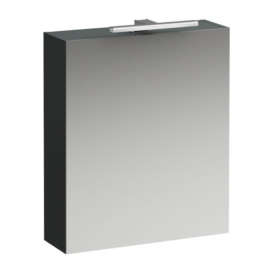 Laufen Spiegelschrank BASE, 185x600x700mm, Verkehrsgrau, 1 Tür Scharnier links, LED-Licht Elem. horiz., mit Schalter und Steckd.